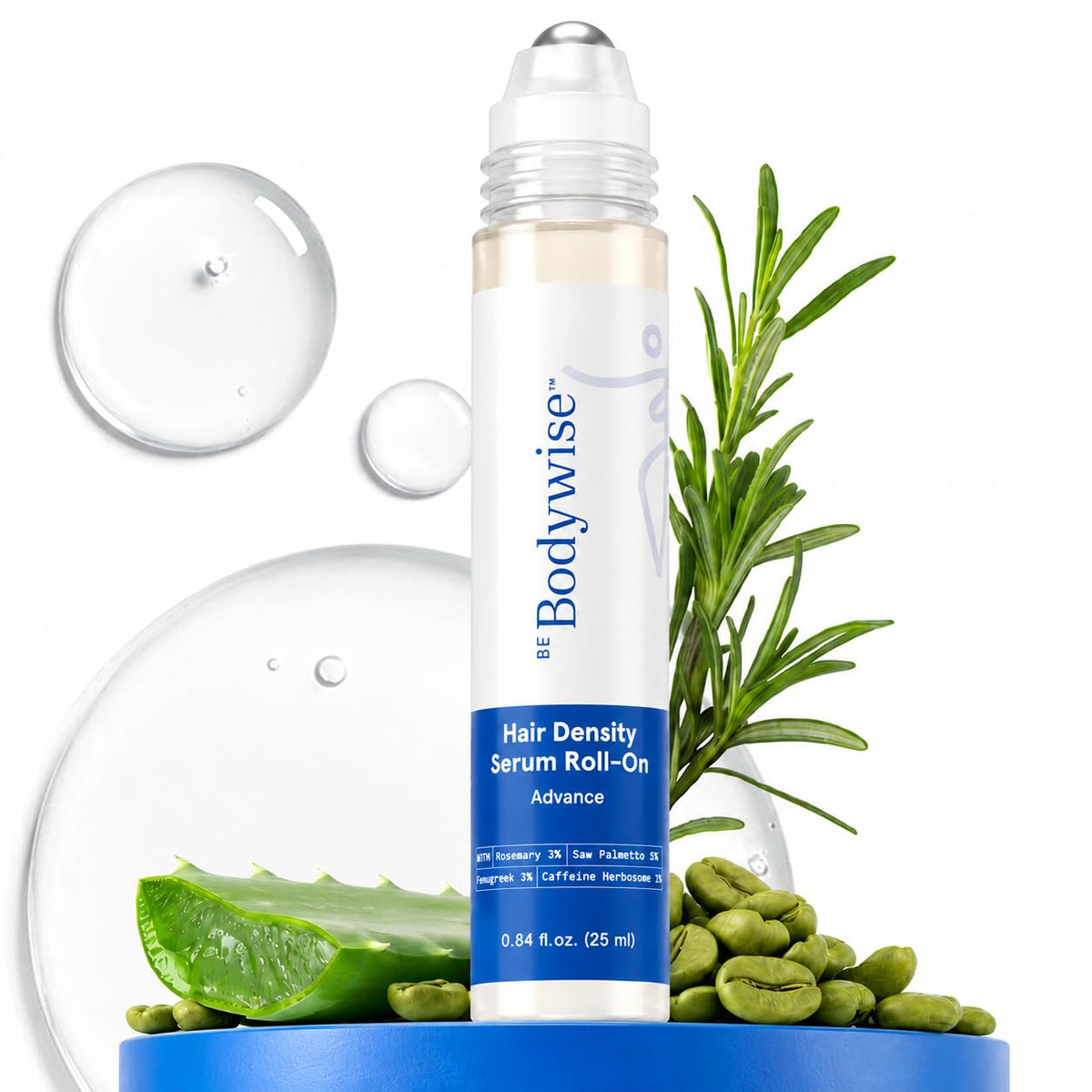 Hair Growth Serum Roll on - 5% Saw Palmetto, 3% Rosemary Oil for Hair Growth, 3% Fenugreek,1% Caffeine Herbasome | Serum for Hair Loss & Hair Regrowth for Men & Women 25Ml/0.84 Fl Oz