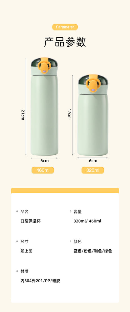 Insulated Cup for Women, High Appearance Value, Wholesale 304 Stainless Steel Portable Insulated Cup, Children's Pop-Top Insulated Water Cup with Straw