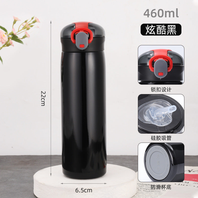 Insulated Cup for Women, High Appearance Value, Wholesale 304 Stainless Steel Portable Insulated Cup, Children's Pop-Top Insulated Water Cup with Straw