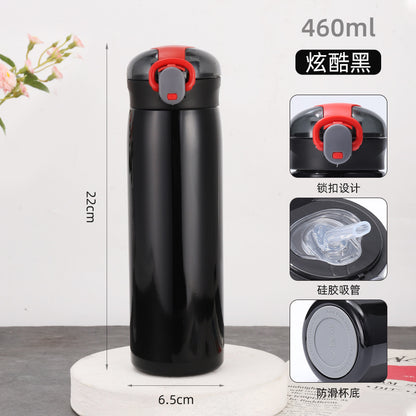 Insulated Cup for Women, High Appearance Value, Wholesale 304 Stainless Steel Portable Insulated Cup, Children's Pop-Top Insulated Water Cup with Straw
