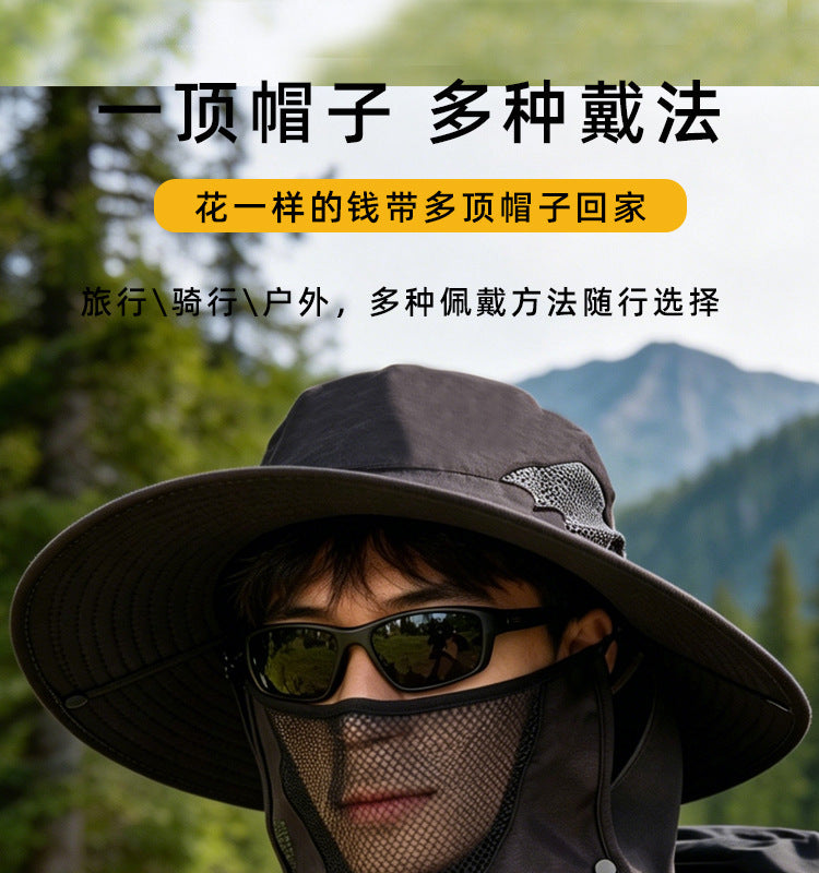 Sun Protection Hat for Men, New Style Cycling Sun Hat, Outdoor Face-Covering Fisherman Hat, Summer Breathable Hat for Men, Cross-Border Wholesale