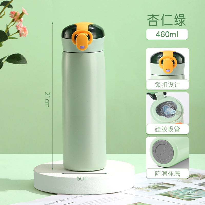 Insulated Cup for Women, High Appearance Value, Wholesale 304 Stainless Steel Portable Insulated Cup, Children's Pop-Top Insulated Water Cup with Straw