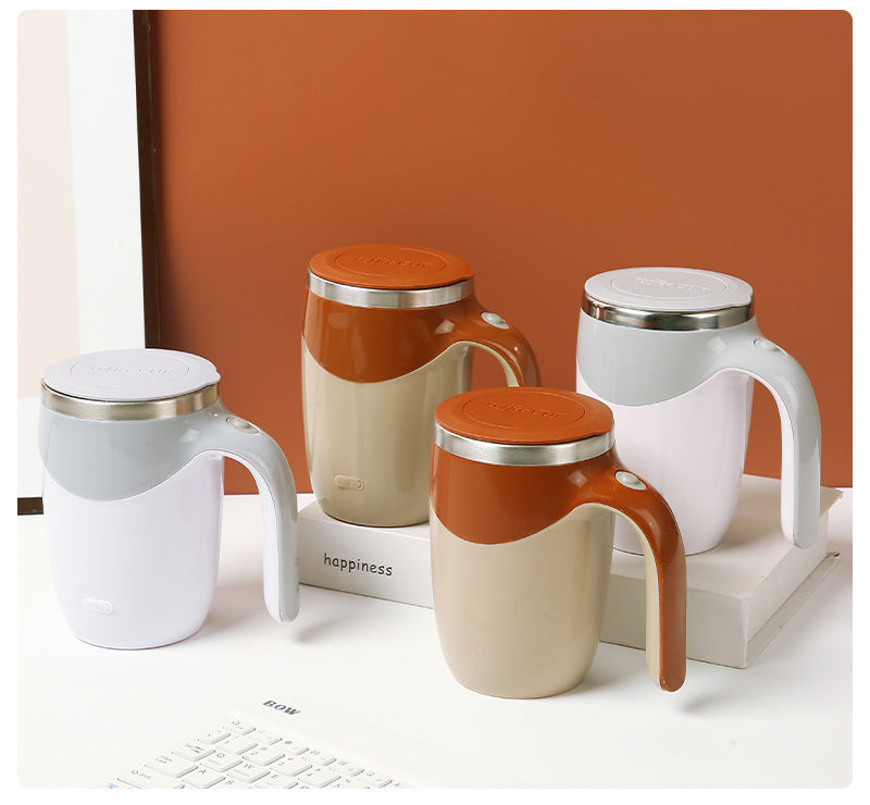 Automatic Mixing Cup Stainless Steel Rechargeable Lazy Coffee Cup Office Brewing Magnetic Rotating Battery Cup