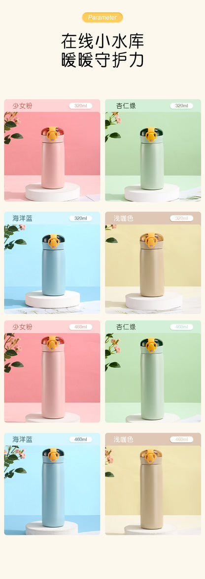 Insulated Cup for Women, High Appearance Value, Wholesale 304 Stainless Steel Portable Insulated Cup, Children's Pop-Top Insulated Water Cup with Straw