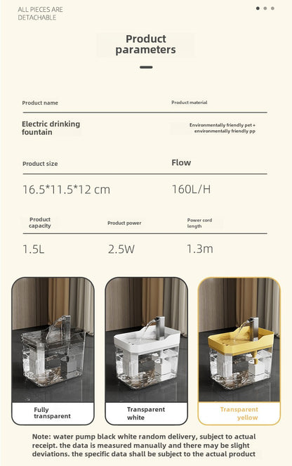 Pet Water Dispenser, Cat Flowing Water Dispenser, Silent Large-Capacity Dog Circulating Automatic Plastic Water Feeder Wholesale
