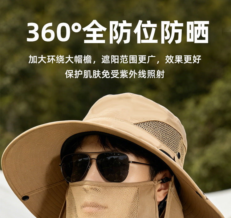 Sun Protection Hat for Men, New Style Cycling Sun Hat, Outdoor Face-Covering Fisherman Hat, Summer Breathable Hat for Men, Cross-Border Wholesale