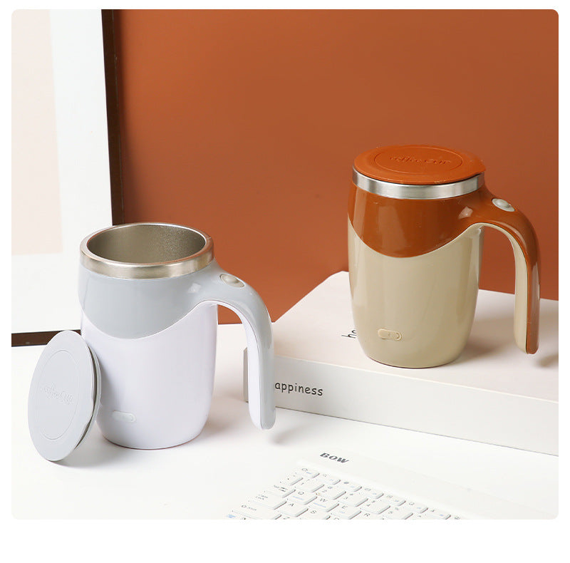 Automatic Mixing Cup Stainless Steel Rechargeable Lazy Coffee Cup Office Brewing Magnetic Rotating Battery Cup