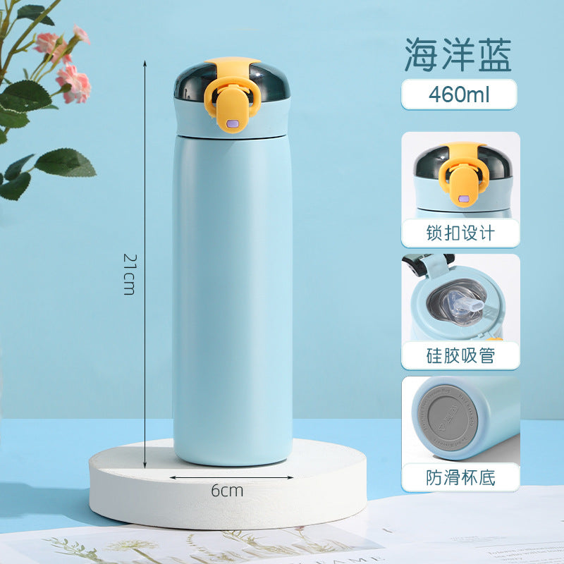 Insulated Cup for Women, High Appearance Value, Wholesale 304 Stainless Steel Portable Insulated Cup, Children's Pop-Top Insulated Water Cup with Straw