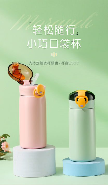 Insulated Cup for Women, High Appearance Value, Wholesale 304 Stainless Steel Portable Insulated Cup, Children's Pop-Top Insulated Water Cup with Straw
