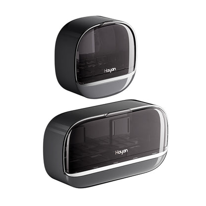 Double-compartment Soap Box Flip Cover Non-perforated Wall-mounted Draining Soap Box Bathroom Household High-end Light Luxury Storage Box