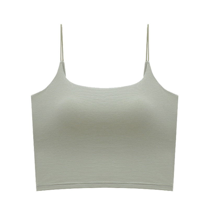 Black Beauty Back Camisole with Chest Pads for Women, Summer Inner Wear or Outerwear Top, Seamless Invisible Bra Integrated Bra