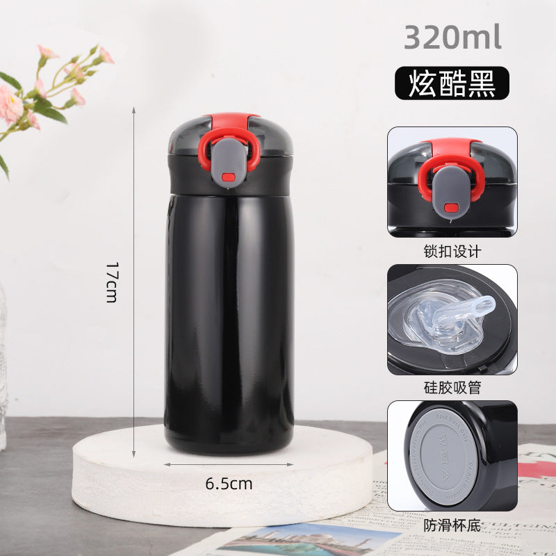 Insulated Cup for Women, High Appearance Value, Wholesale 304 Stainless Steel Portable Insulated Cup, Children's Pop-Top Insulated Water Cup with Straw