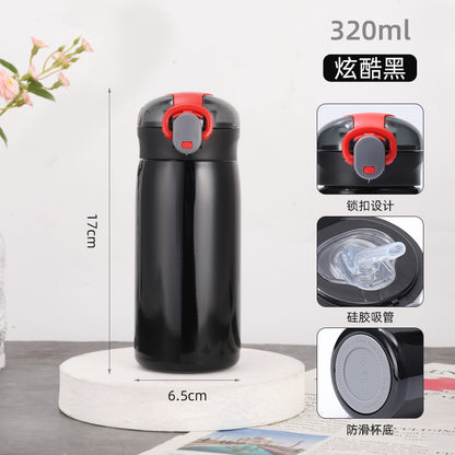Insulated Cup for Women, High Appearance Value, Wholesale 304 Stainless Steel Portable Insulated Cup, Children's Pop-Top Insulated Water Cup with Straw