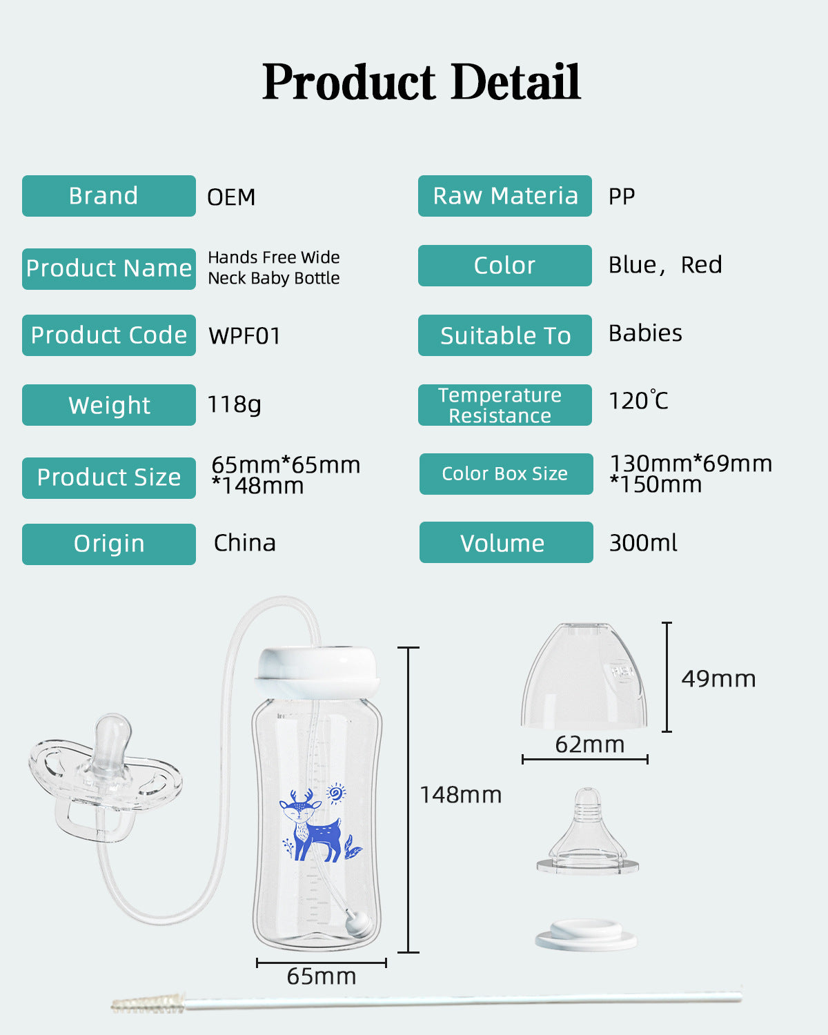 Amazon's Popular Creative Baby Bottle Hands-Free Feeding Device Wide-Mouth Pp Baby Bottle 300ml