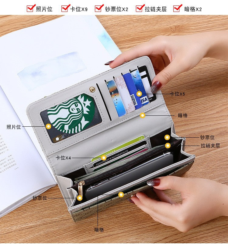 Long Wallet for Women 2024 New Fashion Simple Foldableing Multi-Functional Hand Wallet Card Holder Two-In-One Wallet