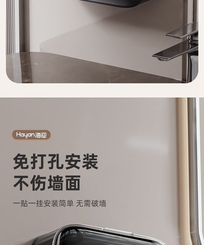 Double-compartment Soap Box Flip Cover Non-perforated Wall-mounted Draining Soap Box Bathroom Household High-end Light Luxury Storage Box