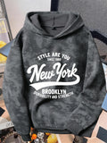 Men's Vintage-style Tie-dye Fleece Sweatshirt with A Graphic Print—streetwear and Hip-hop Style. Hoodie Men Clothing