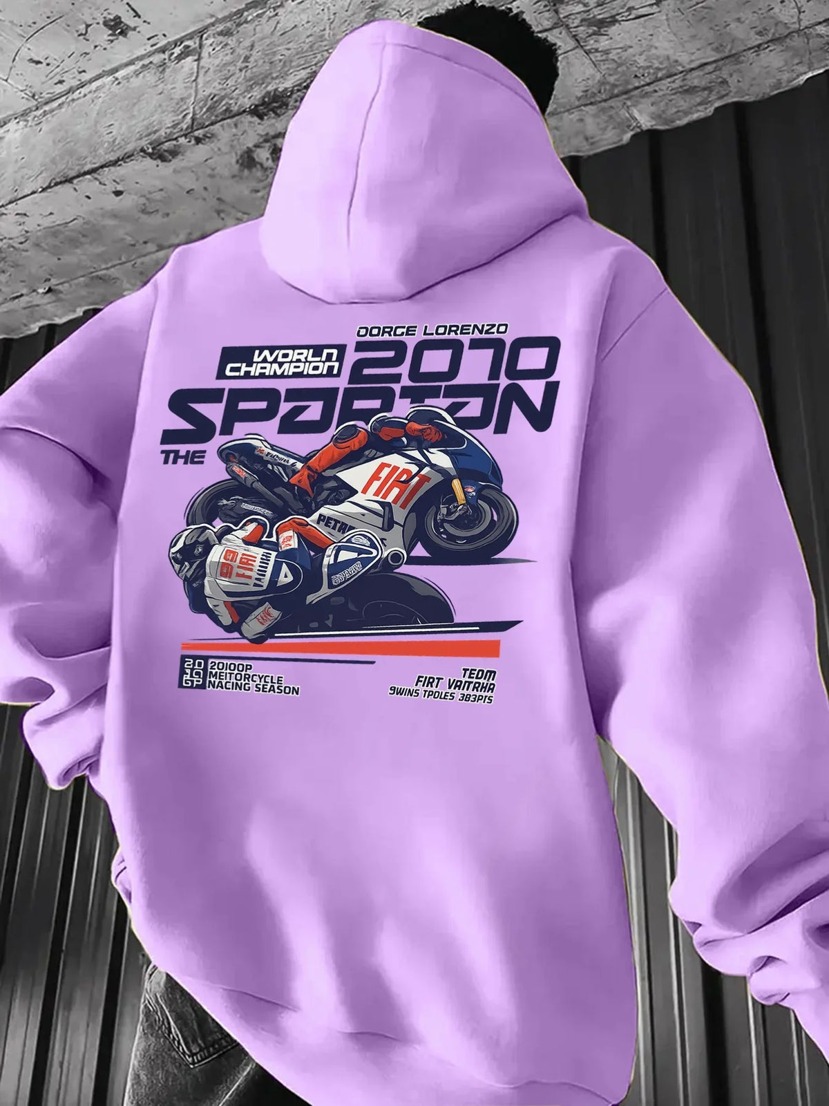 Vintage Motorcycle Racing Graphic Hoodie Men Women 2010 Champion Biker Print Pullover Hooded Sweatshirt Loose Fit Unisex Autumn