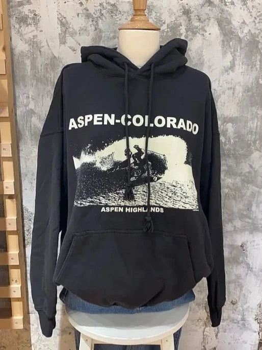 Vintage Rock Graphic Print Hoodie Women Casual Hooded Long Sleeve Pocket Pullover 2023 Oversized Streetwear Y2k Sweatshirt Tops
