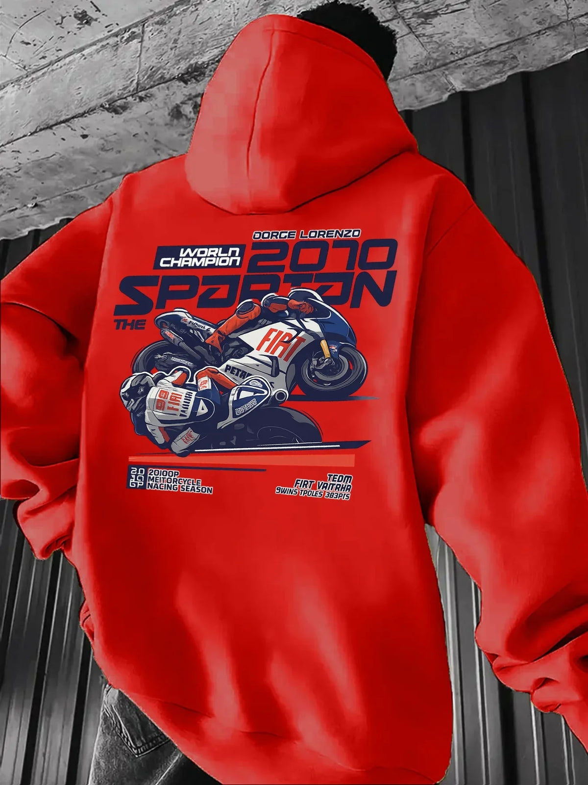 Vintage Motorcycle Racing Graphic Hoodie Men Women 2010 Champion Biker Print Pullover Hooded Sweatshirt Loose Fit Unisex Autumn