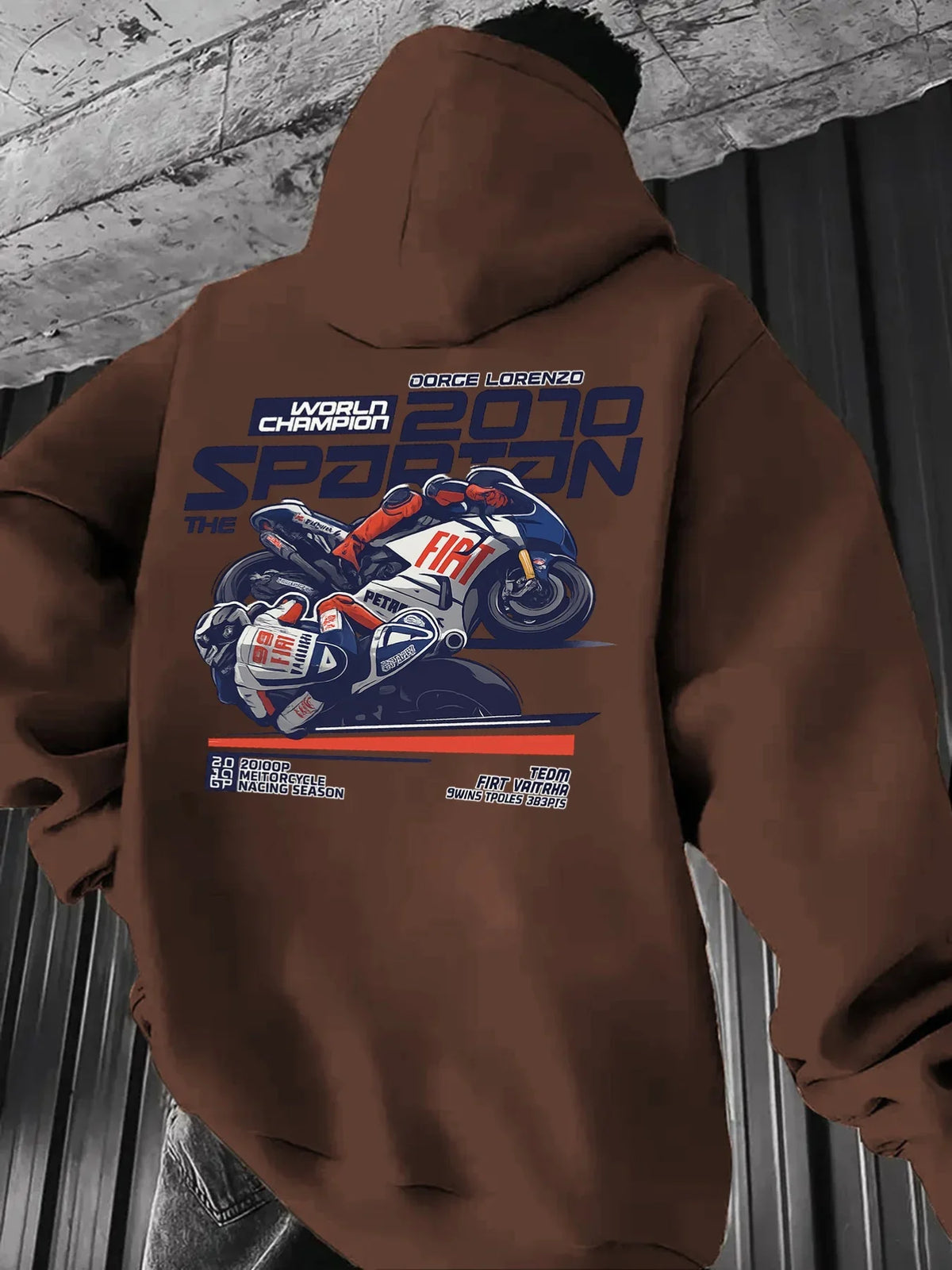 Vintage Motorcycle Racing Graphic Hoodie Men Women 2010 Champion Biker Print Pullover Hooded Sweatshirt Loose Fit Unisex Autumn