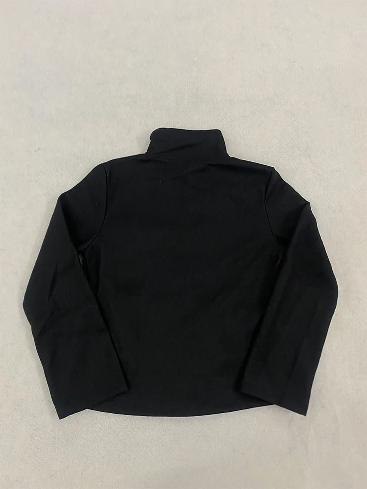 2026 Women's Minimalist Retro Stand up Collar Thick Coat, Asymmetrical Button Decoration, Slim Fit Long Sleeved Top, Winter
