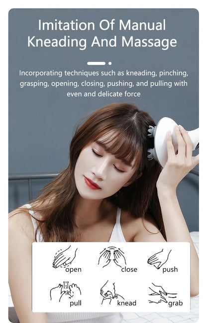 Electric Head Scratcher Scalp Massager with 84 Kneading Nodes Handheld Hair Growth Stimulation Device Gift for Mom Dad Women Men