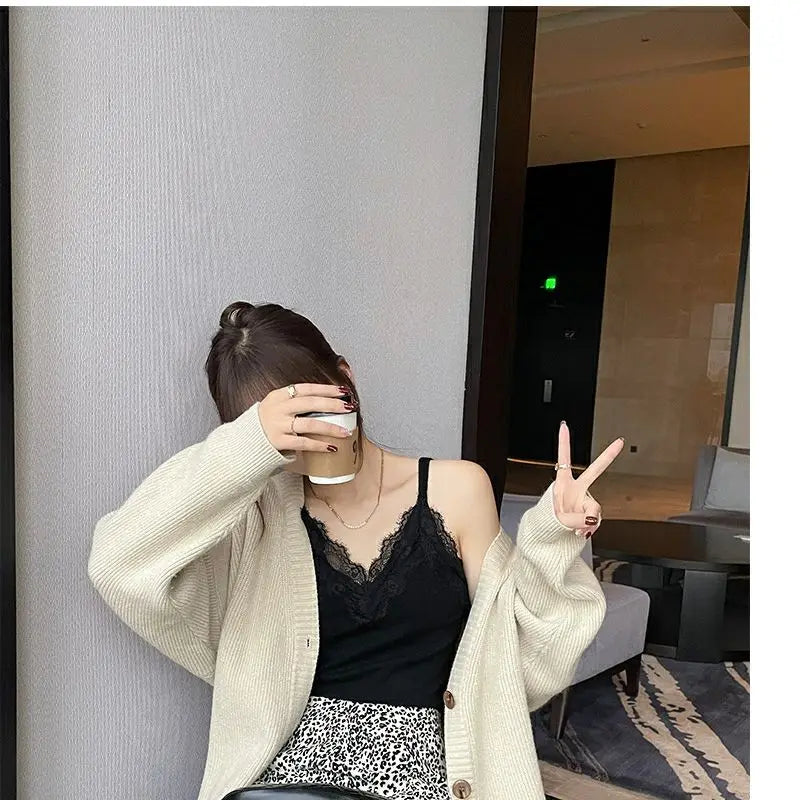 Lace Tank Top Women Cropped Cute Camis Sexy White Tank Tops Female Korean Sleeveless Black Vest Summer 2026 Coquette Y2k Clothes