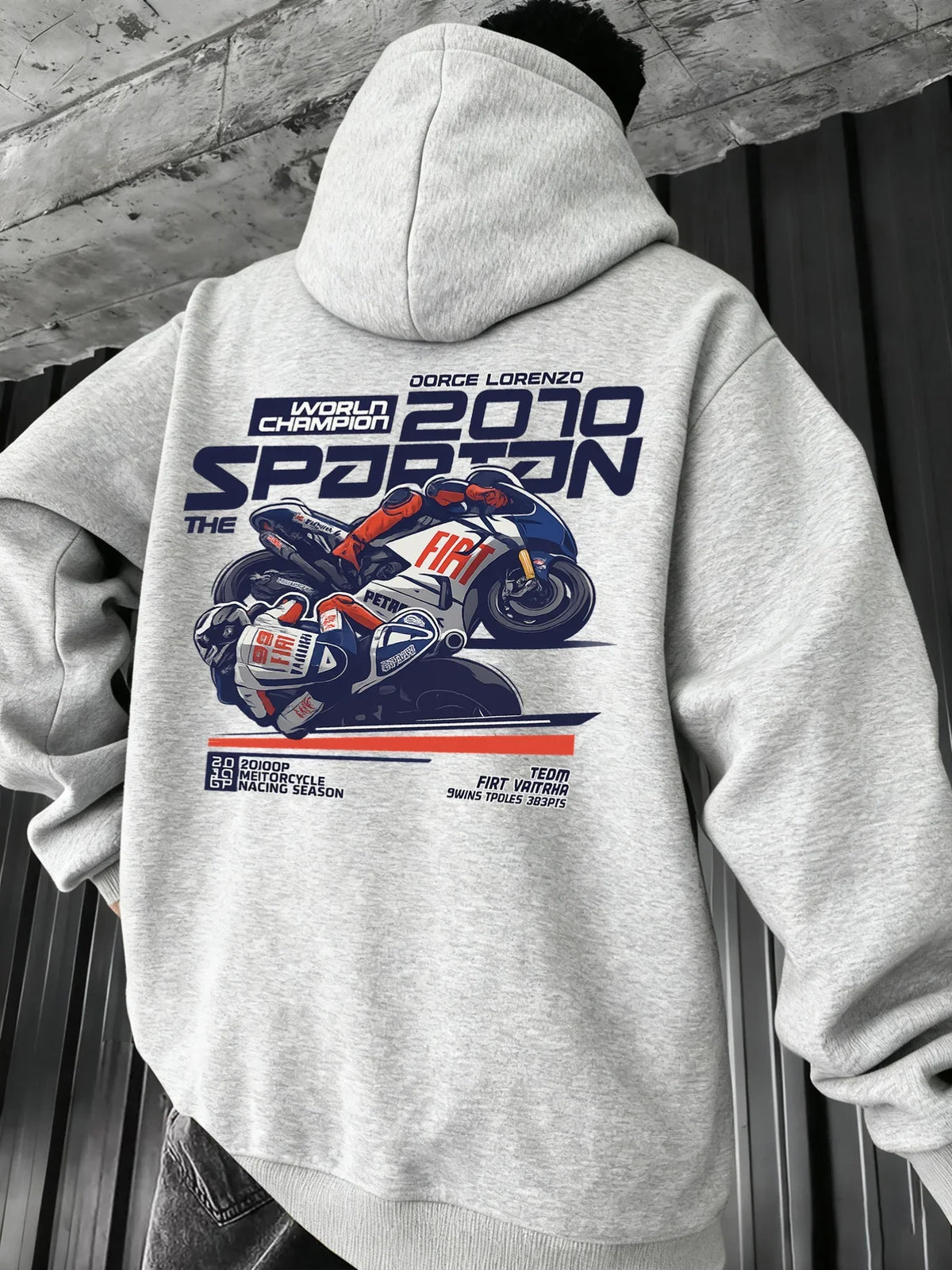 Vintage Motorcycle Racing Graphic Hoodie Men Women 2010 Champion Biker Print Pullover Hooded Sweatshirt Loose Fit Unisex Autumn