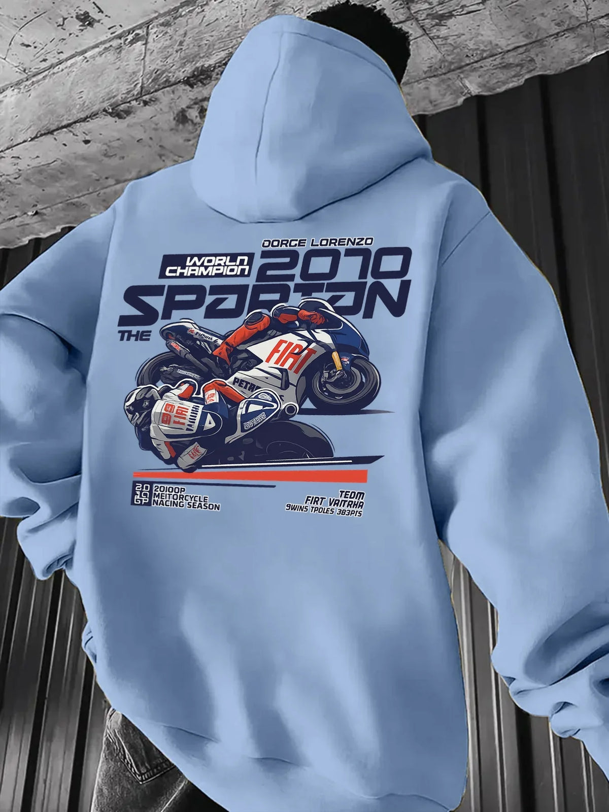 Vintage Motorcycle Racing Graphic Hoodie Men Women 2010 Champion Biker Print Pullover Hooded Sweatshirt Loose Fit Unisex Autumn