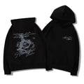 Men's Vintage Rose Print Hoodie Sweatshirt Oversized Streetwear Cursive Letter Graphic Pullover Casual Sweatshirt Fall Winter