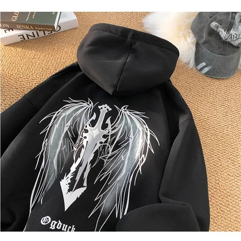 Wing Sword Men Women Pullover Hoodie Outdoor Sports Hip-hop American Street Casual Fashion Autumn Winter Adult Sweatshirt Top