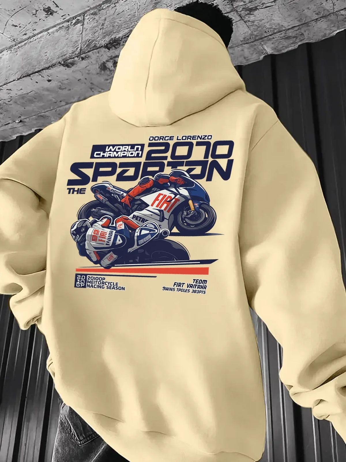 Vintage Motorcycle Racing Graphic Hoodie Men Women 2010 Champion Biker Print Pullover Hooded Sweatshirt Loose Fit Unisex Autumn