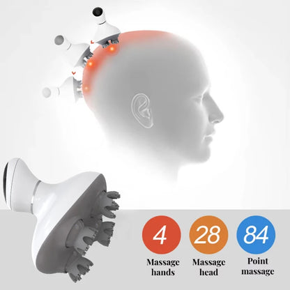 Electric Head Scratcher Scalp Massager with 84 Kneading Nodes Handheld Hair Growth Stimulation Device Gift for Mom Dad Women Men