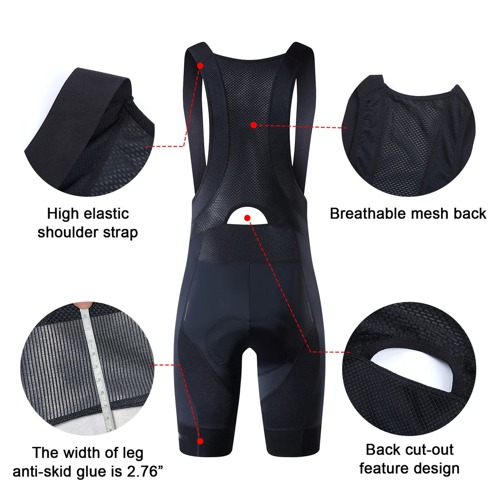 YKYWBIKE Cycling Bib Shorts Men Outdoor Road Bike Ride Sponge Padded Riding Bib Tights Bicycle Men's Cycling Clothing Mtb Short