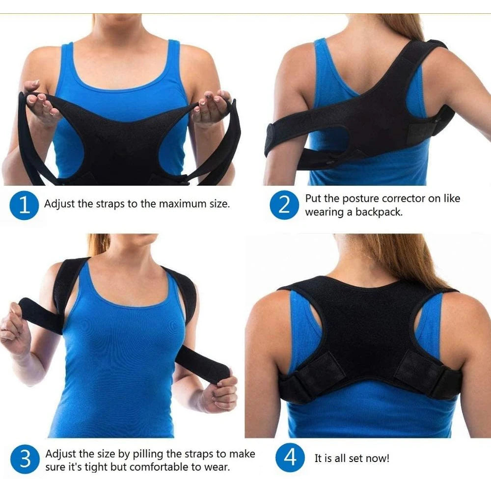 Adjustable Shoulder Back Brace Posture Corrector Women Men Compression Upper Back Brace Pain Relief Scoliosis Shoulder Belt