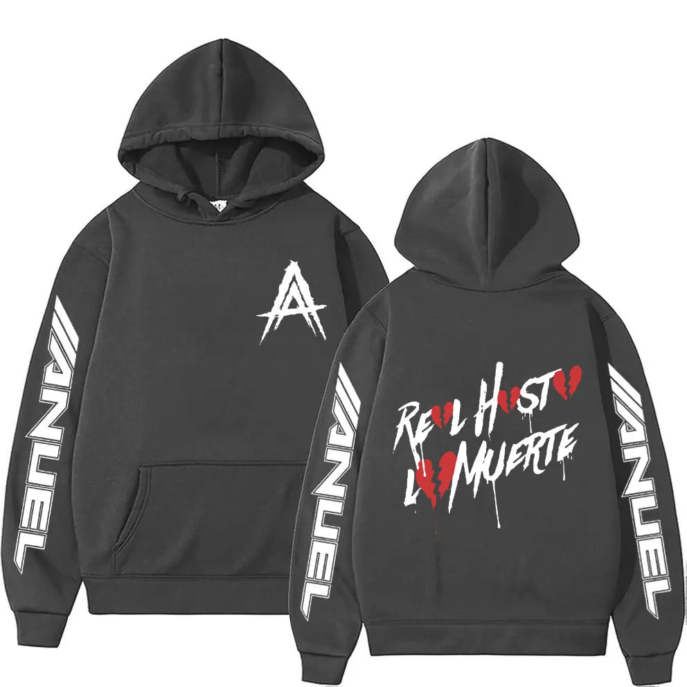 Hot Sale Rapper Anuel AA Real Hasta La Muerte Hoodie Men Women Fashion Aesthetic Hip Hop Sweatshirts Oversized Pullovers Hoodies