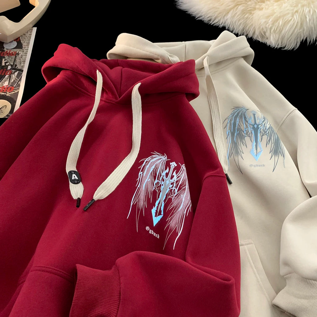 Wing Sword Men Women Pullover Hoodie Outdoor Sports Hip-hop American Street Casual Fashion Autumn Winter Adult Sweatshirt Top