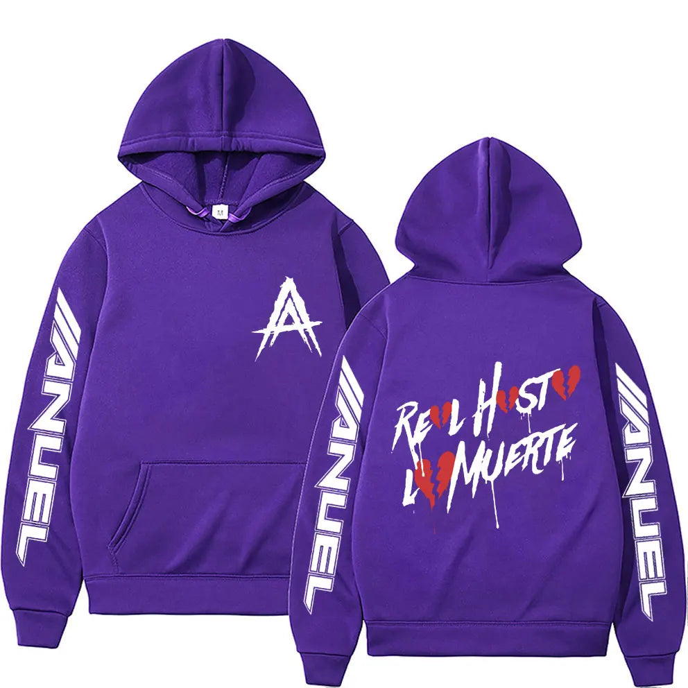 Hot Sale Rapper Anuel AA Real Hasta La Muerte Hoodie Men Women Fashion Aesthetic Hip Hop Sweatshirts Oversized Pullovers Hoodies
