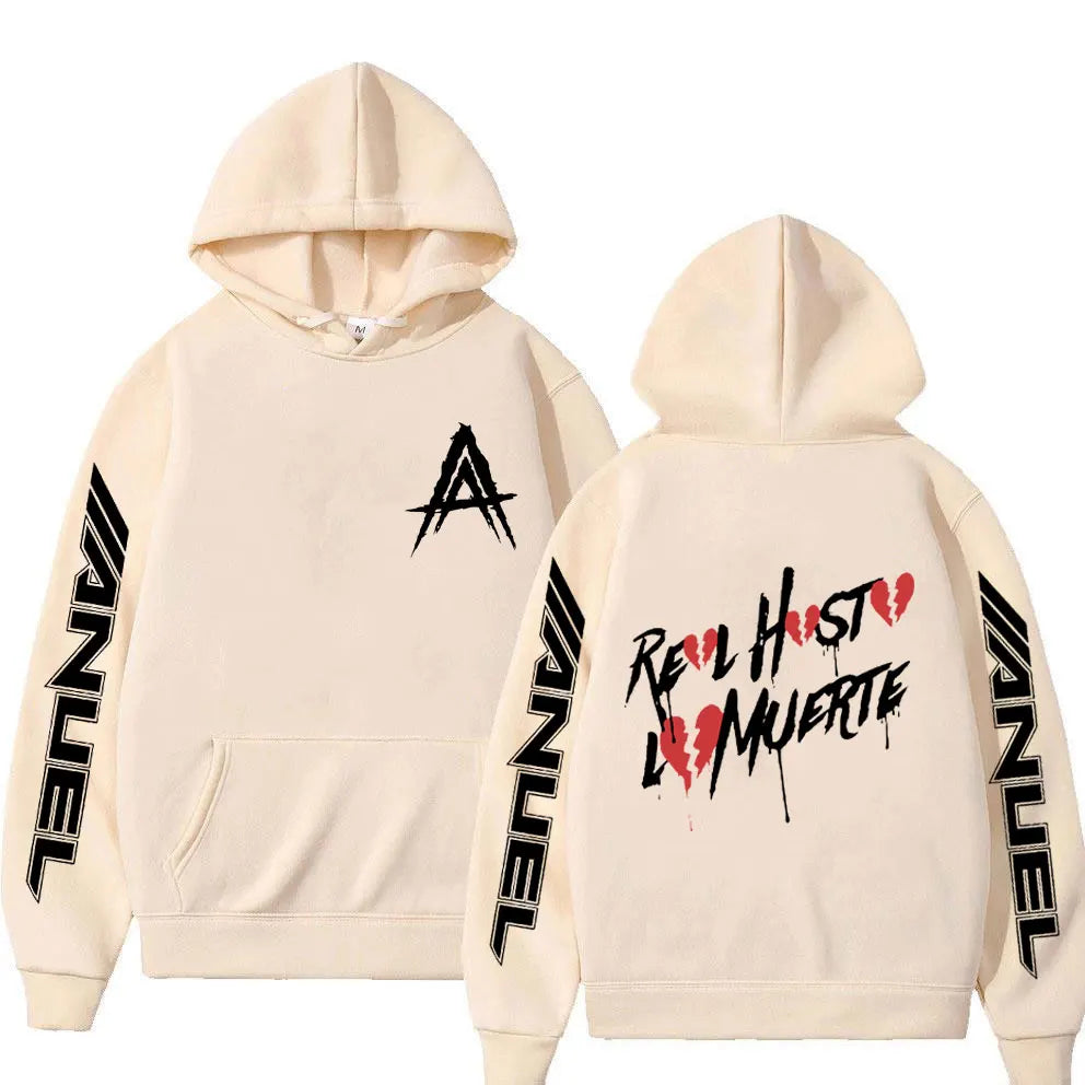 Hot Sale Rapper Anuel AA Real Hasta La Muerte Hoodie Men Women Fashion Aesthetic Hip Hop Sweatshirts Oversized Pullovers Hoodies