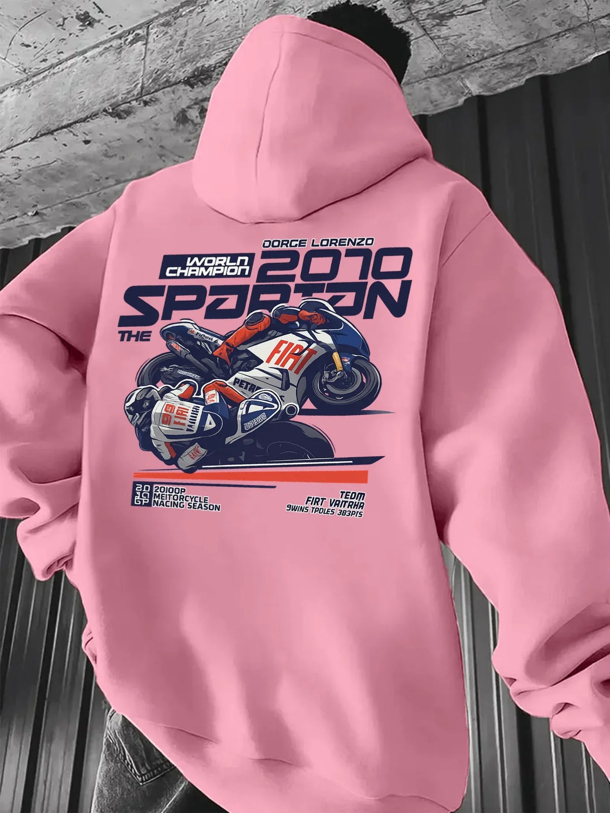 Vintage Motorcycle Racing Graphic Hoodie Men Women 2010 Champion Biker Print Pullover Hooded Sweatshirt Loose Fit Unisex Autumn