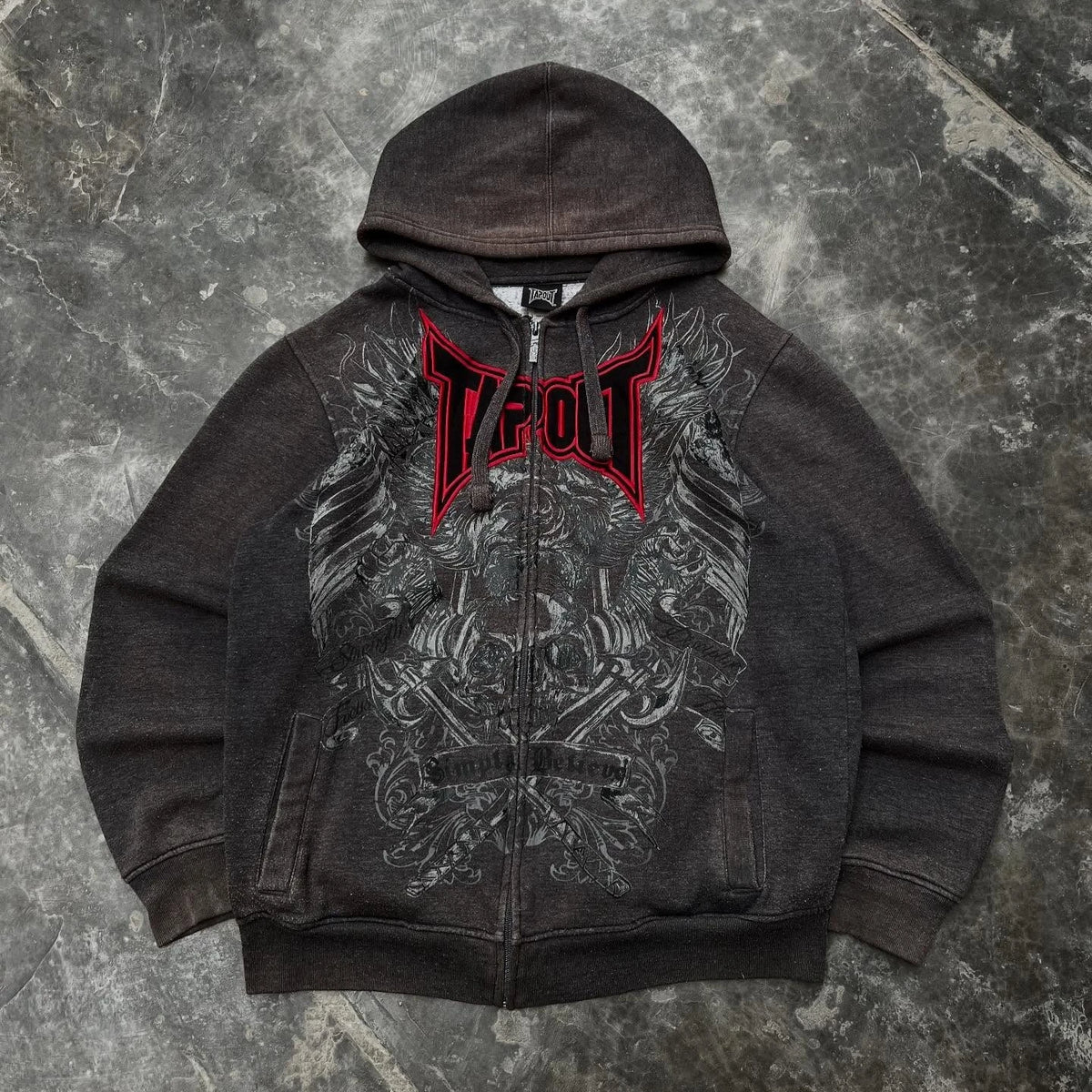 Tapout Embroidery Graphic Zipper Hoodie Vintage Y2k Sweatshirt Women Mens Hip Hop Streetwear Oversized Hoodie Jacket Clothes