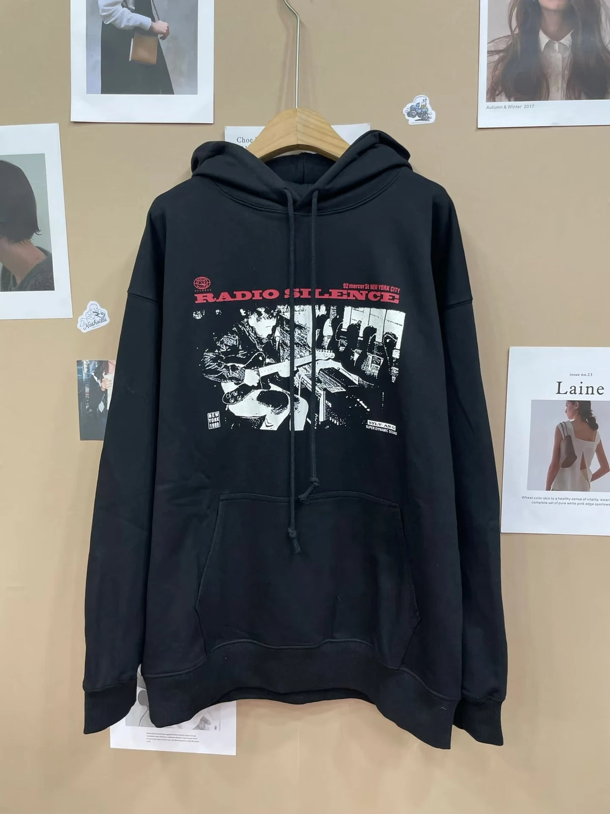 Vintage Rock Graphic Print Hoodie Women Casual Hooded Long Sleeve Pocket Pullover 2023 Oversized Streetwear Y2k Sweatshirt Tops