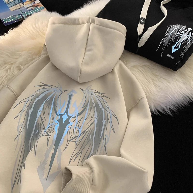 Wing Sword Men Women Pullover Hoodie Outdoor Sports Hip-hop American Street Casual Fashion Autumn Winter Adult Sweatshirt Top