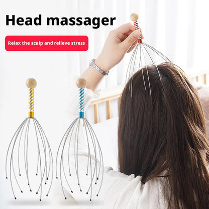Octopus Head Massager Scratching Scalp Relaxation Relief Body Massager Scratcher Relieves Tension Health Care Tools Random Color