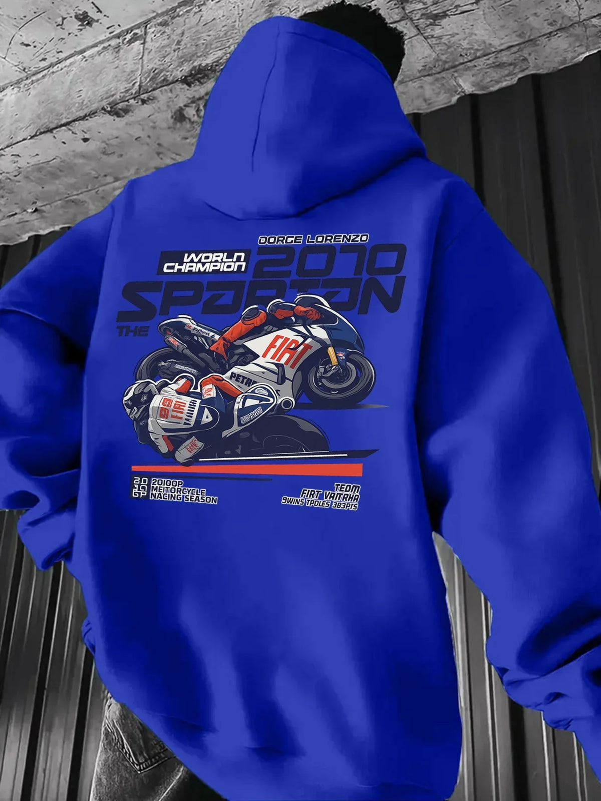 Vintage Motorcycle Racing Graphic Hoodie Men Women 2010 Champion Biker Print Pullover Hooded Sweatshirt Loose Fit Unisex Autumn